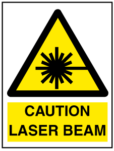 A clear image of Caution Laser Beam with words Label from Fine Cut Labels Direct