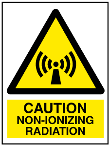 A clear image of Caution Non-Ionizing Radiation with words Label from Fine Cut Labels Direct