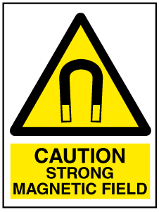 A clear image of Caution Strong Magnetic Field with words Label from Fine Cut Labels Direct