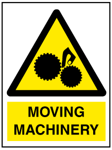 A clear image of Moving Machinery with words Label from Fine Cut Labels Direct