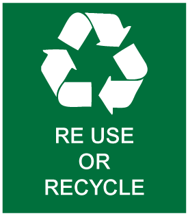 A clear image of Re-use or Recycle Label from Fine Cut Labels Direct