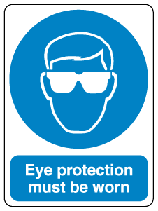 A clear image of Eye Protection Must Be Worn Label from Fine Cut Labels Direct