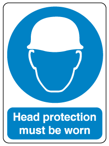 A clear image of Head Protection Must Be Worn Label from Fine Cut Labels Direct