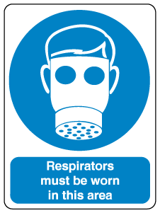 A clear image of Respirators Must Be Worn  Label from Fine Cut Labels Direct