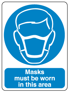 A clear image of Masks Must Be Worn Label from Fine Cut Labels Direct