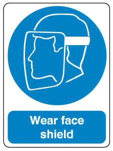 A clear image of Wear Face Shield  Label from Fine Cut Labels Direct