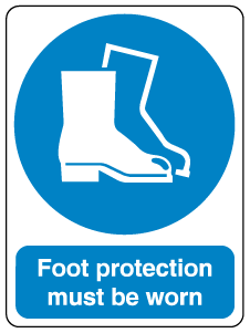 A clear image of Foot Protection Must Be Worn Label from Fine Cut Labels Direct