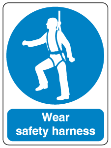 A clear image of Wear Safety Harness Label from Fine Cut Labels Direct
