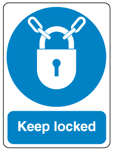 A clear image of Keep Locked with Words Label from Fine Cut Labels Direct