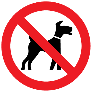 A clear image of No Dogs Label from Fine Cut Labels Direct