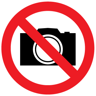 A clear image of No Cameras Label from Fine Cut Labels Direct