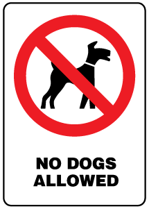 A clear image of No Dogs Allowed Label from Fine Cut Labels Direct
