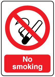 A clear image of No Smoking Portrait Label from Fine Cut Labels Direct