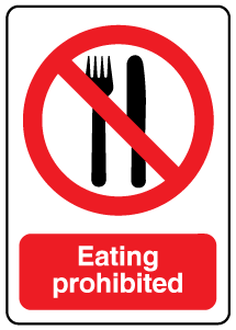 A clear image of No Eating  Label from Fine Cut Labels Direct