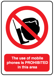 A clear image of No Mobile Phones Label from Fine Cut Labels Direct