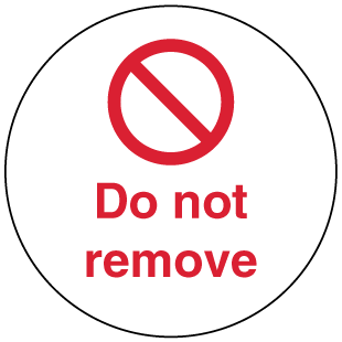 A clear image of Do not remove Label from Fine Cut Labels Direct