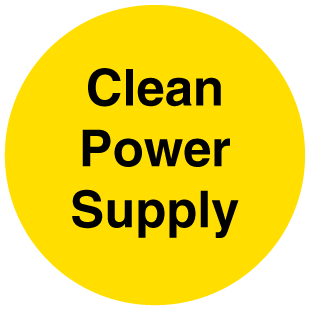 A clear image of Clean Power Supply Label from Fine Cut Labels Direct