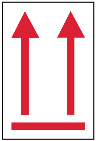 A clear image of Up Symbol - Red Label from Fine Cut Labels Direct