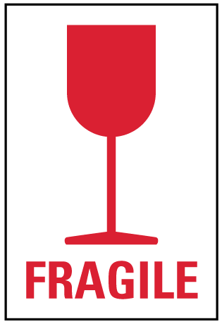 A clear image of Fragile - Red Label from Fine Cut Labels Direct