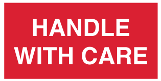 A clear image of Handle With Care Label from Fine Cut Labels Direct