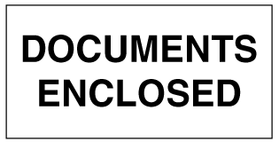 A clear image of Documents Enclosed Label from Fine Cut Labels Direct