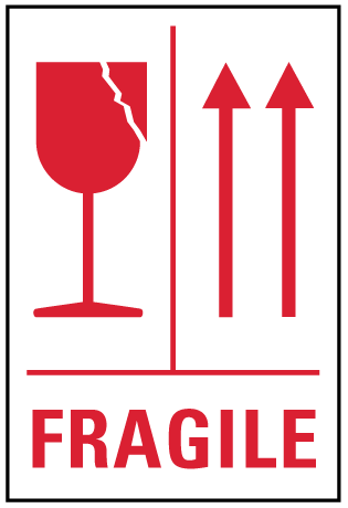 A clear image of Fragile Up - Red Label from Fine Cut Labels Direct