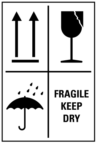 A clear image of Fragile Keep Dry - Black Label from Fine Cut Labels Direct