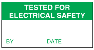 A clear image of Tested for Electrical Safety Label from Fine Cut Labels Direct