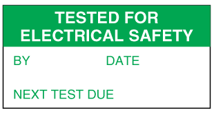 A clear image of Tested for Electrical Safety Next Test Due Label from Fine Cut Labels Direct