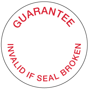 A clear image of Round Guarantee Label Label from Fine Cut Labels Direct