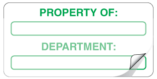A clear image of Property of: Department Label from Fine Cut Labels Direct