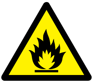 A clear image of Caution Risk of Fire Label from Fine Cut Labels Direct