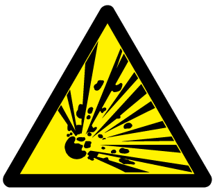 A clear image of Caution Risk of Explosion Label from Fine Cut Labels Direct