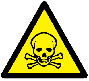 A clear image of Caution Toxic Hazard Label from Fine Cut Labels Direct