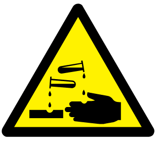 A clear image of Caution Corrosive Substance Label from Fine Cut Labels Direct