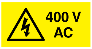 A clear image of 400V AC Landscape Label from Fine Cut Labels Direct