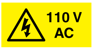 A clear image of 110V AC Landscape Label from Fine Cut Labels Direct