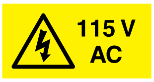 A clear image of 115V AC Landscape Label from Fine Cut Labels Direct