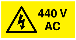 A clear image of 440V AC Landscape Label from Fine Cut Labels Direct