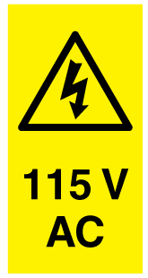 A clear image of 115V AC Portrait Label from Fine Cut Labels Direct