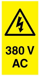 A clear image of 380V AC Portrait Label from Fine Cut Labels Direct