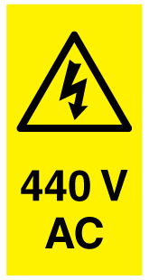 A clear image of 440V AC Portrait Label from Fine Cut Labels Direct