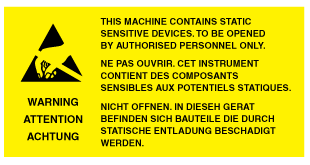 A clear image of This Machine Contains Static Sens Devices Label from Fine Cut Labels Direct