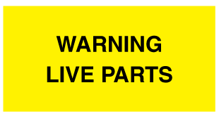 A clear image of Warning Live Parts Label from Fine Cut Labels Direct