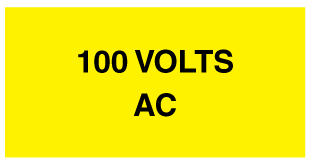 A clear image of 100 Volts AC Label from Fine Cut Labels Direct