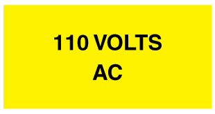 A clear image of 110 Volts AC Label from Fine Cut Labels Direct