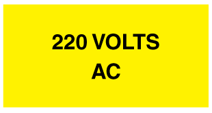 A clear image of 220 Volts AC Label from Fine Cut Labels Direct