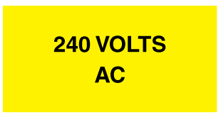 A clear image of 240 Volts AC Label from Fine Cut Labels Direct