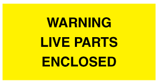A clear image of Warning Live Parts Enclosed Label from Fine Cut Labels Direct