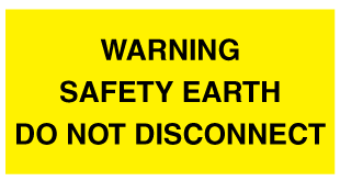 A clear image of Warning Safety Earth Do Not Disconnect Label from Fine Cut Labels Direct